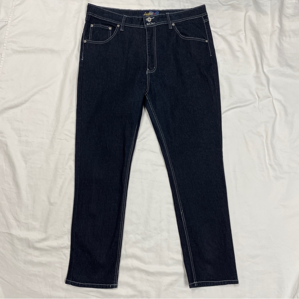 Angels, ladies, dark denim jeans (no size tag) waist measures 38 inches